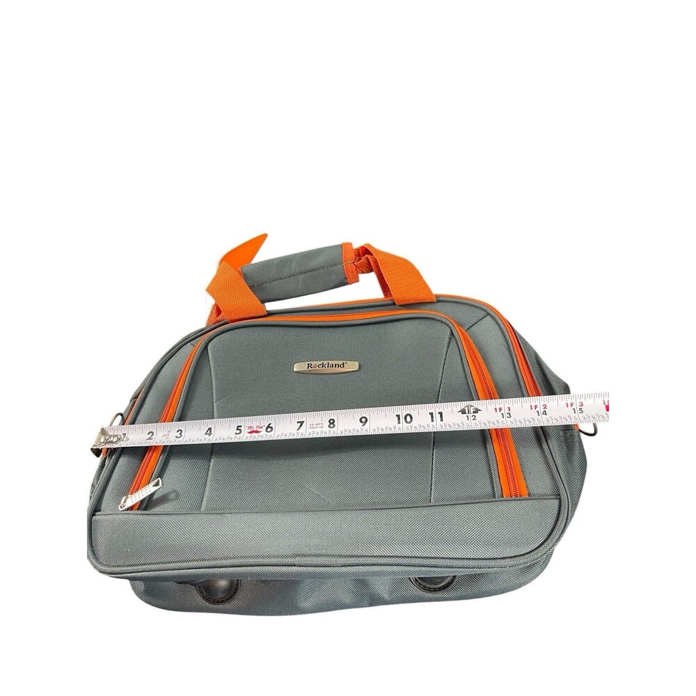 Rockland Carry On Travel Bag Charcoal Orange 14” Overnight Duffel With Strap NWT - Picture 6 of 11